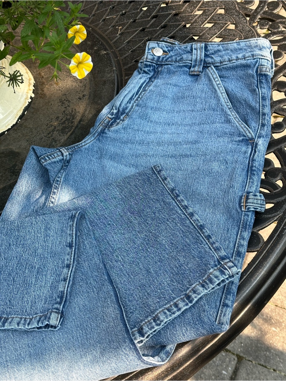 Scoop Carpenter Jeans Women’s Size 8 Wide Leg Utility Denim Light Wash Blue